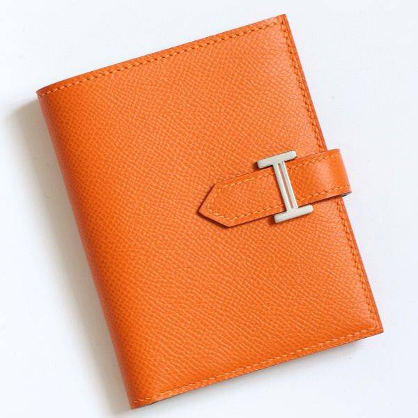HERM Bearn Compact Verso Handmade Wallet in Orange Epsom Calfskin