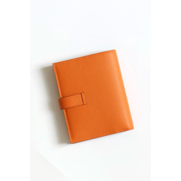 HERM Bearn Compact Handmade Wallet in Orange Epsom Calfskin