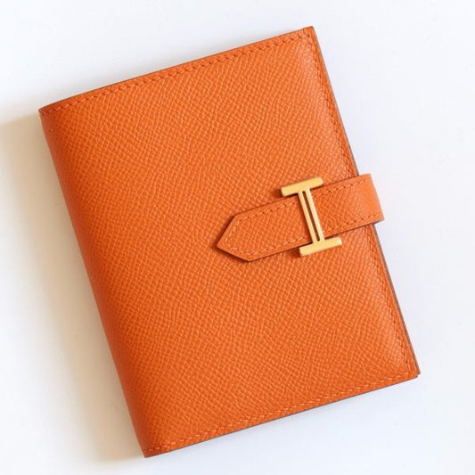 HERM Bearn Compact Handmade Wallet in Orange Epsom Calfskin