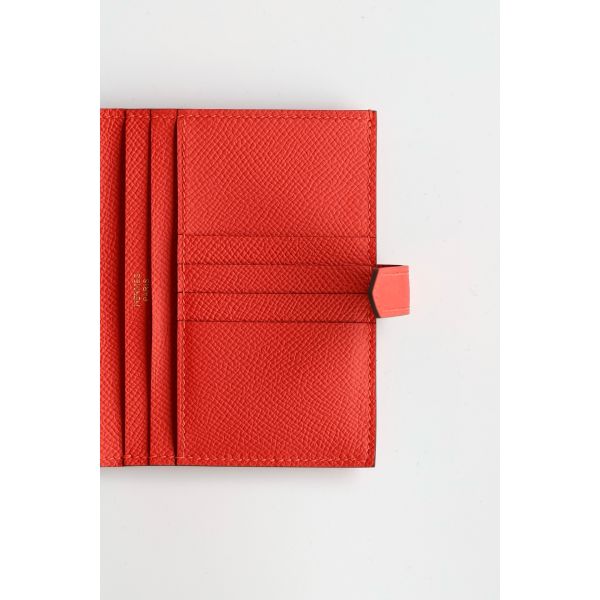 HERM Bearn Compact Handmade Wallet in Red Epsom Calfskin