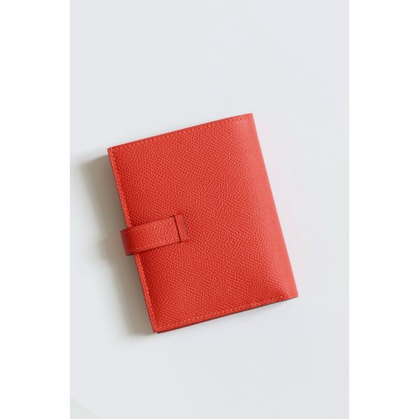 HERM Bearn Compact Handmade Wallet in Red Epsom Calfskin