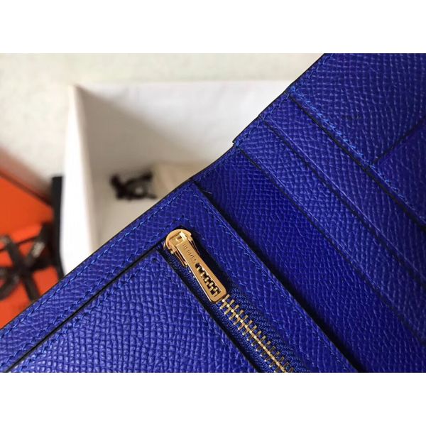 HERM Blue Electric Epsom Bearn Gusset Wallet