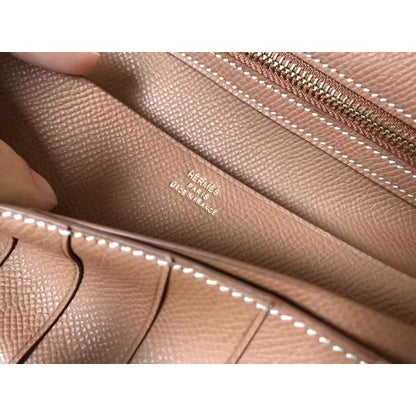 HERM Brown Epsom Bearn Gusset Wallet