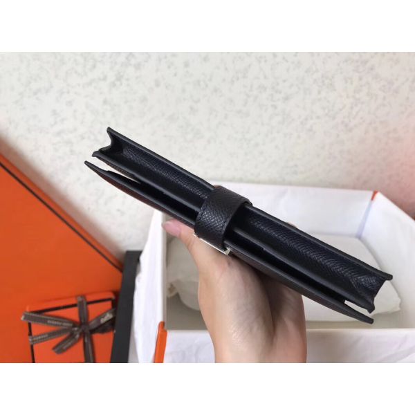 HERM Black Epsom Bearn Gusset Wallet