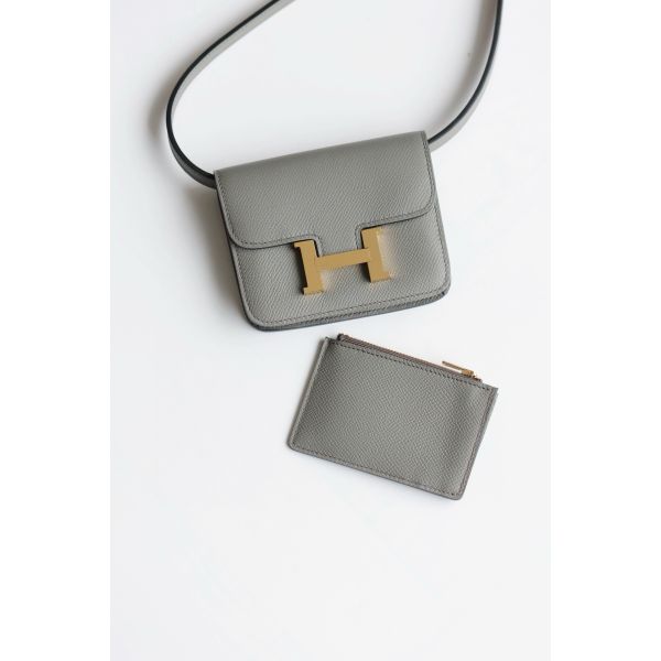 HERM Constance Slim Wallet in Gris Meyer Epsom Calfskin