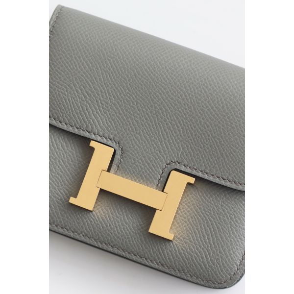 HERM Constance Slim Wallet in Gris Meyer Epsom Calfskin