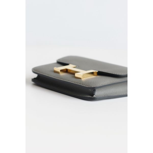 HERM Constance Slim Wallet in Gris Meyer Epsom Calfskin