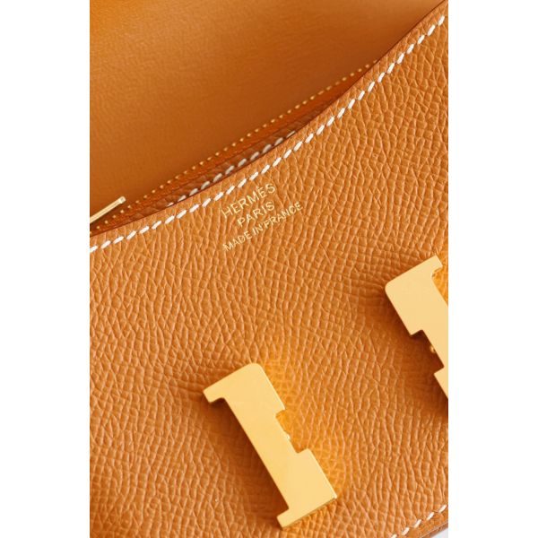 HERM Constance Slim Wallet in Gold Epsom Calfskin