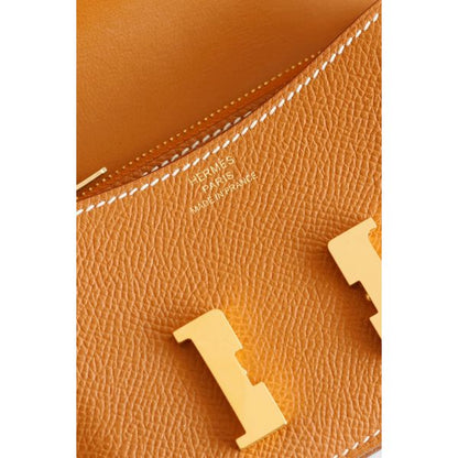 HERM Constance Slim Wallet in Gold Epsom Calfskin