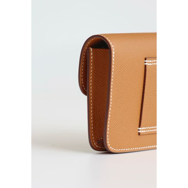 HERM Constance Slim Wallet in Gold Epsom Calfskin