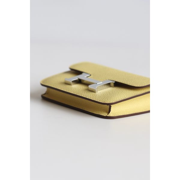 HERM Constance Slim Wallet in Jaune Poussin Epsom Calfskin
