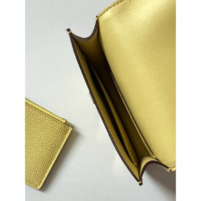 HERM Constance Slim Wallet in Jaune Poussin Epsom Calfskin