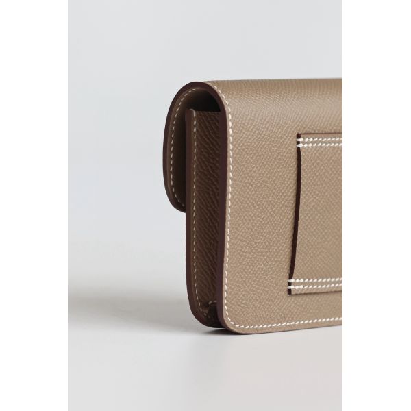 HERM Constance Slim Wallet in Taupe Epsom Calfskin