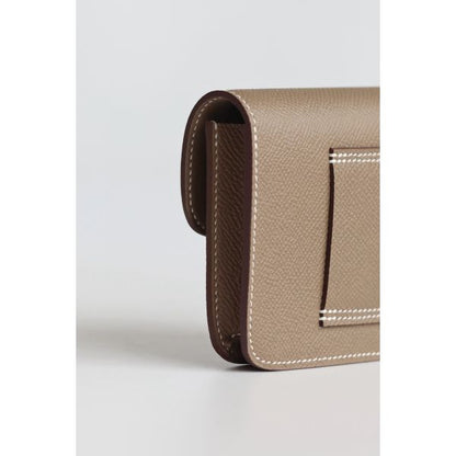 HERM Constance Slim Wallet in Taupe Epsom Calfskin