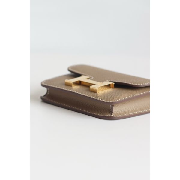 HERM Constance Slim Wallet in Taupe Epsom Calfskin