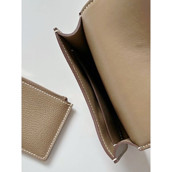 HERM Constance Slim Wallet in Taupe Epsom Calfskin