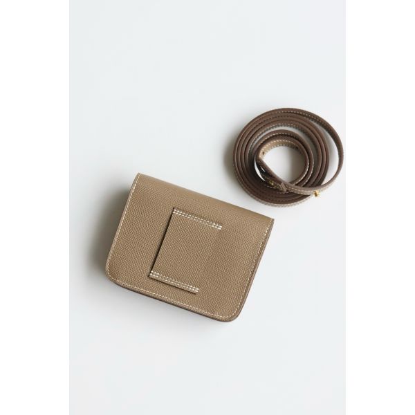 HERM Constance Slim Wallet in Taupe Epsom Calfskin