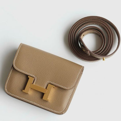HERM Constance Slim Wallet in Taupe Epsom Calfskin