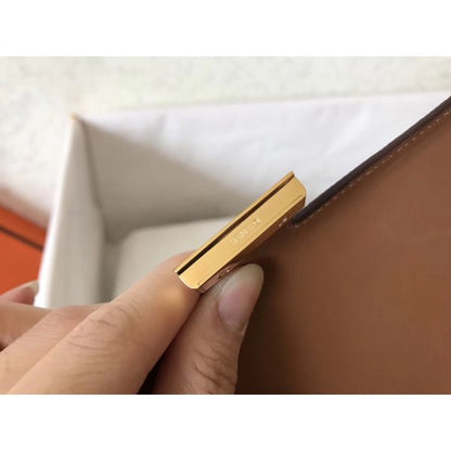 HERM Constance Long Wallet In Gold Epsom Leather