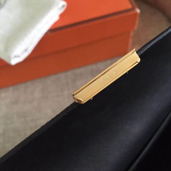 HERM Constance Long Wallet In Black Epsom Leather