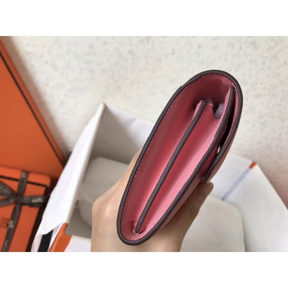 HERM Constance Long Wallet In Pink Epsom Leather