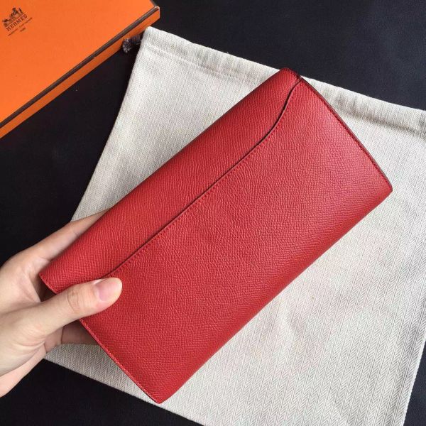 HERM Constance Long Wallet In Red Epsom Leather