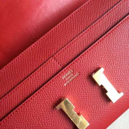 HERM Constance Long Wallet In Red Epsom Leather