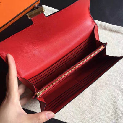 HERM Constance Long Wallet In Red Epsom Leather