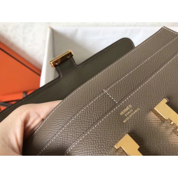 HERM Constance Long Wallet In Taupe Epsom Leather