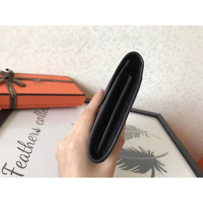 HERM Constance Long Wallet In Black Swift Leather