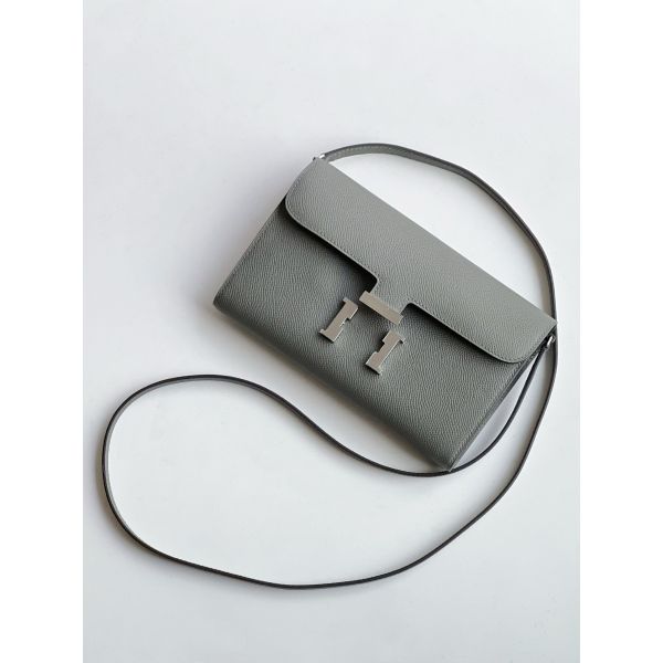 HERM Constance To Go Wallet in Gris Meyer Epsom Calfskin