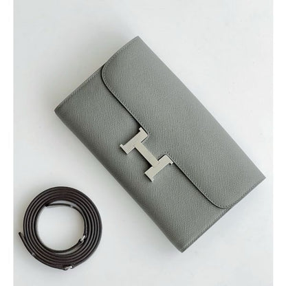 HERM Constance To Go Wallet in Gris Meyer Epsom Calfskin