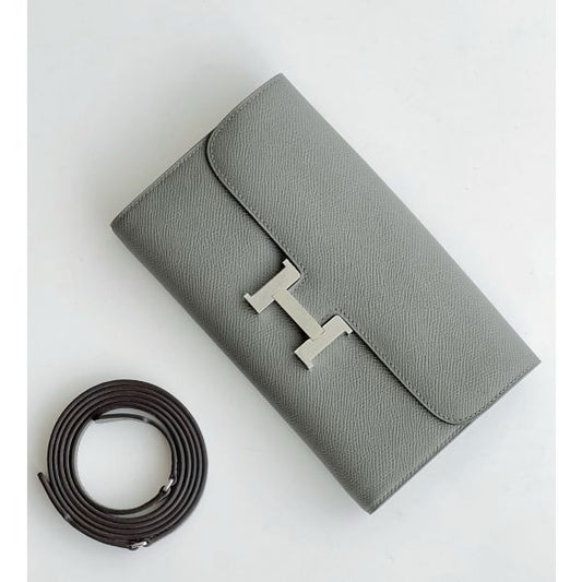 HERM Constance To Go Wallet in Gris Meyer Epsom Calfskin