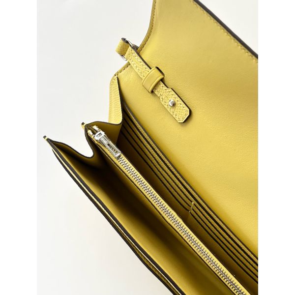 HERM Constance To Go Wallet in Jaune Poussin Epsom Calfskin