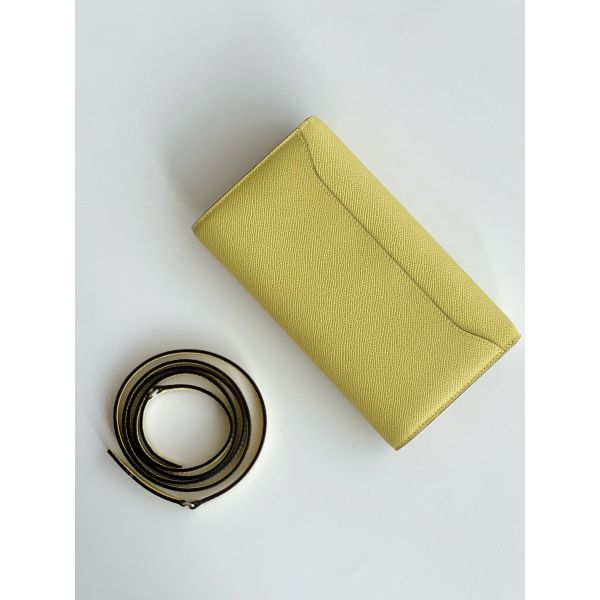 HERM Constance To Go Wallet in Jaune Poussin Epsom Calfskin