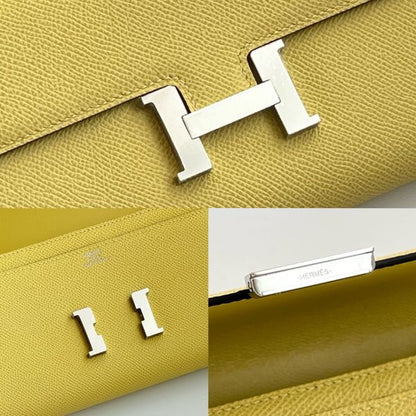 HERM Constance To Go Wallet in Jaune Poussin Epsom Calfskin