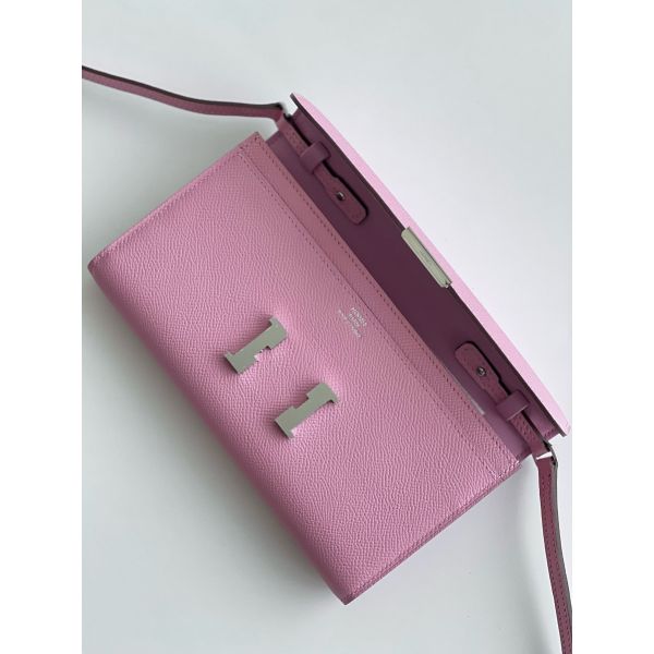 HERM Constance To Go Wallet in Mauve Sylvestre Epsom Calfskin
