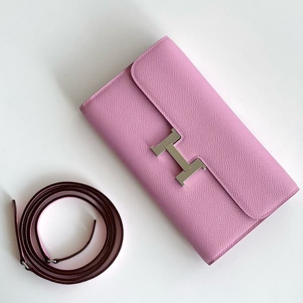 HERM Constance To Go Wallet in Mauve Sylvestre Epsom Calfskin