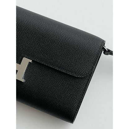 HERM Constance To Go Wallet in Black Epsom Calfskin