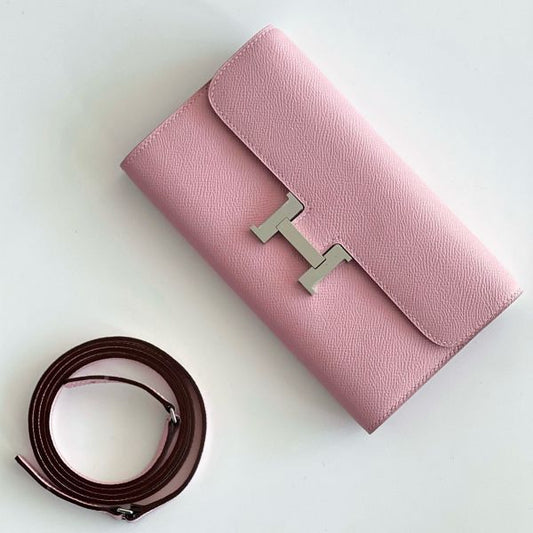 HERM Constance To Go Wallet in Pink Epsom Calfskin