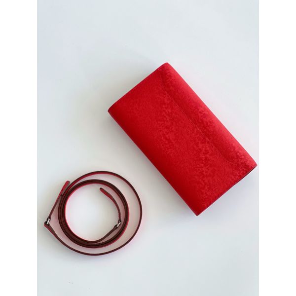 HERM Constance To Go Wallet in Red Epsom Calfskin
