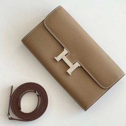 HERM Constance To Go Wallet in Taupe Epsom Calfskin