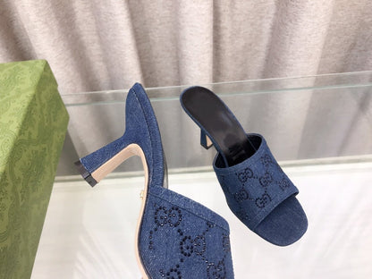 GG HIGH-HEELED SANDALS WITH DOUBLE G EMBELLISHMENTS