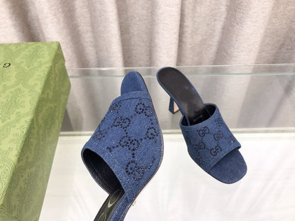 GG HIGH-HEELED SANDALS WITH DOUBLE G EMBELLISHMENTS