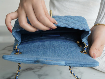 CHA 22C Denim Mini Flap