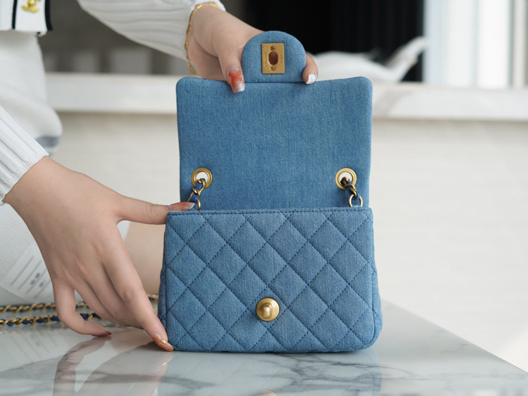 CHA 22C Denim Mini Flap