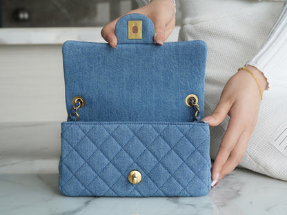 CHA 22C Denim Mini Flap