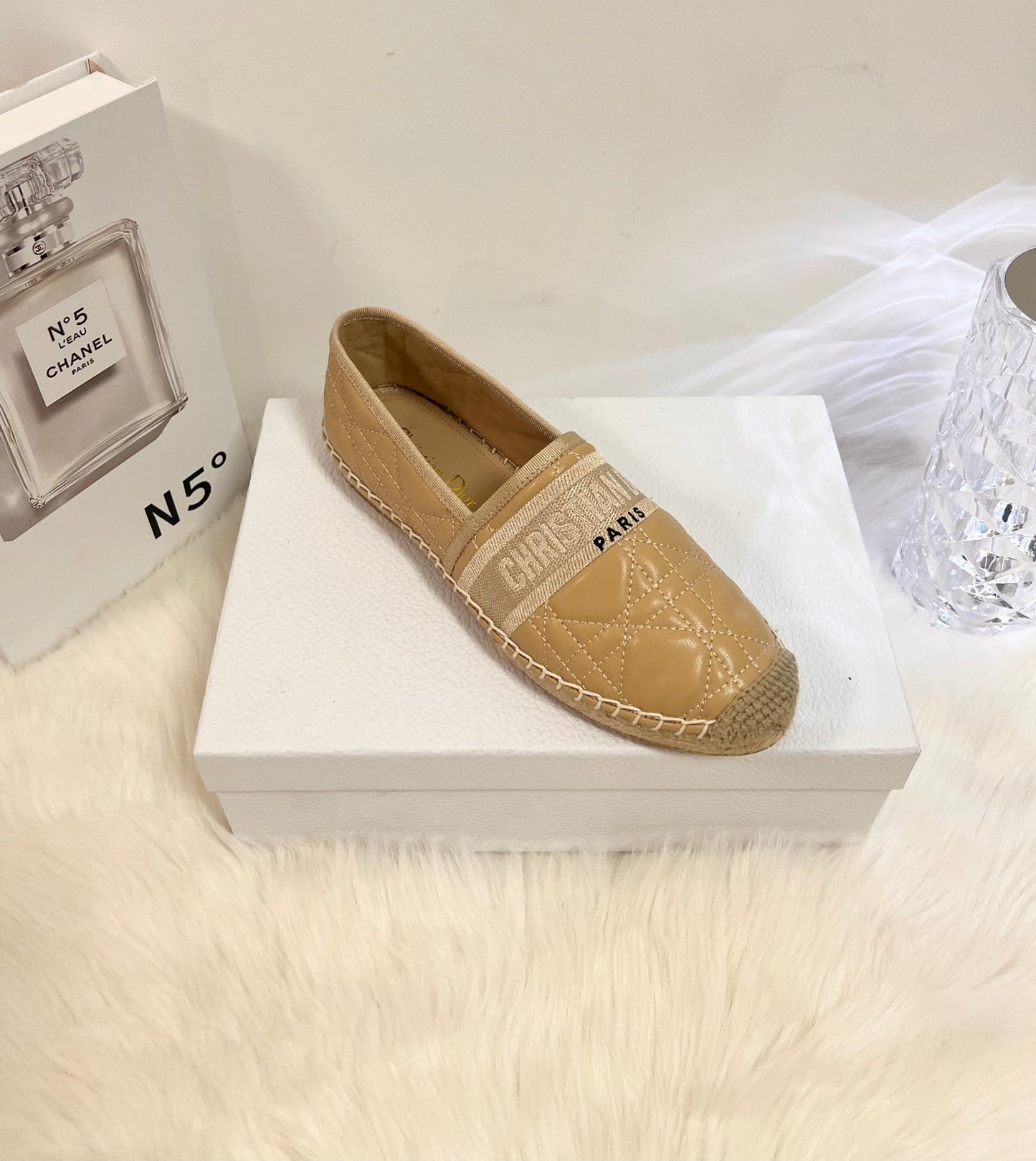 GRANVILLE ESPADRILLE CAMEL BEIGE QUILTED CANNAGE CALFSKIN