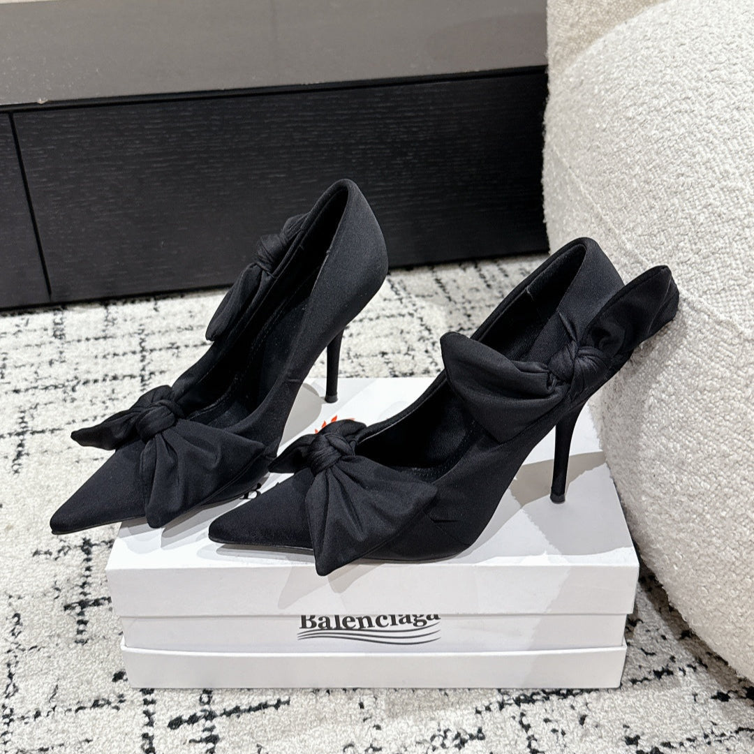 KNIFE KNOT 95MM PUMP IN BLACK STRETCH CUPRO AND NYLON JERSEY