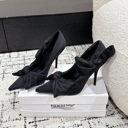 KNIFE KNOT 95MM PUMP IN BLACK STRETCH CUPRO AND NYLON JERSEY